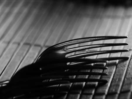 Background of kitchen utensils on wooden kitchen table, selective focus, DOF, macroの写真素材