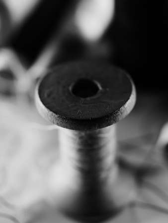 Sewing threads multicolored background closeup, selective focus, macroの写真素材