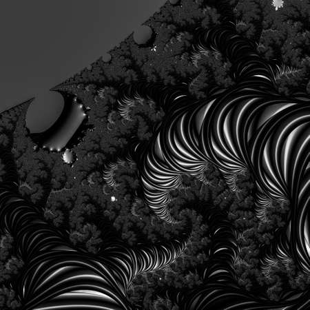 Digital abstract fractal background generated at computer in black and white.の写真素材