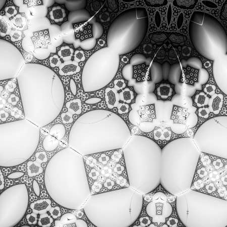 Digital abstract fractal background generated at computer in black and white.の写真素材