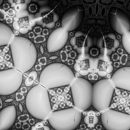 Digital abstract fractal background generated at computer in black and white.の写真素材
