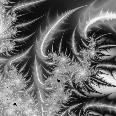 Digital abstract fractal background generated at computer in black and white.の写真素材