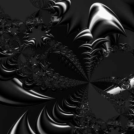 Digital abstract fractal background generated at computer in black and white.の写真素材