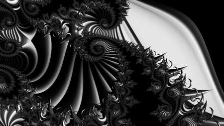 Digital abstract fractal background generated at computer in black and white.の写真素材