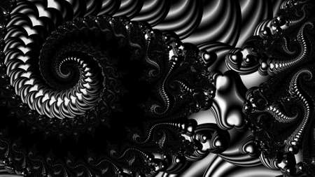 Digital abstract fractal background generated at computer in black and white.の写真素材
