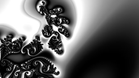Digital abstract fractal background generated at computer in black and white.の写真素材