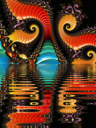 Abstract Computer generated Fractal design. A fractal is a never-ending pattern. Fractals are infinitely complex patterns that are self-similar across different scales. Great for cの写真素材