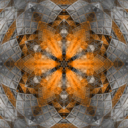 Stained Glass Pattern series. Artistic abstraction composed of virtual stained glass fragments on the subject art, craft and designの写真素材