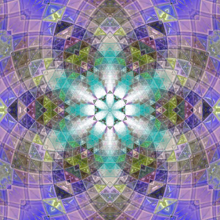 Stained Glass Pattern series. Artistic abstraction composed of virtual stained glass fragments on...