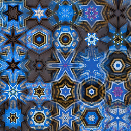 Seamless pattern with multicolored snowflakes. Design for Christmas and New Year greeting cards,...