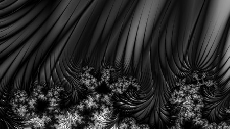 Digital abstract fractal background generated at computer in black and white.の写真素材