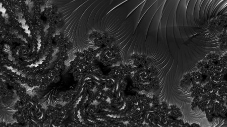 Digital abstract fractal background generated at computer in black and white.の写真素材