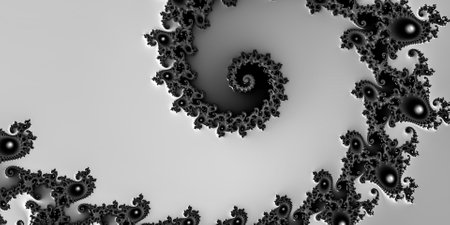 Digital abstract fractal background generated at computer in black and white.