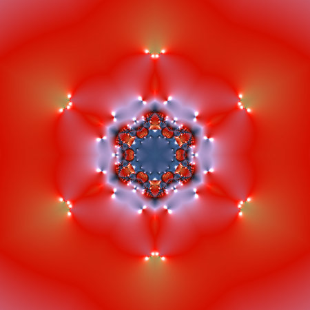 Abstract fractal. Computer generated graphics. Red and blue ornament.の写真素材
