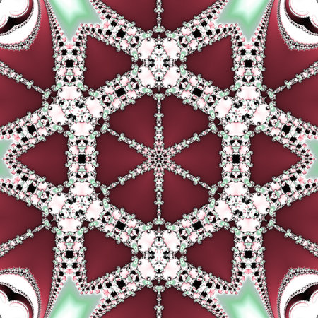 Symmetrical pattern in the form of snowflakes. Blue, purple and black palette. Computer generated...