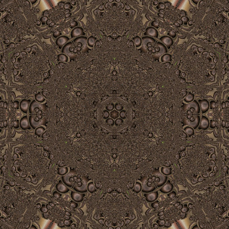 Symmetrical pattern in the form of snowflakes. Blue, purple and black palette. Computer generated...