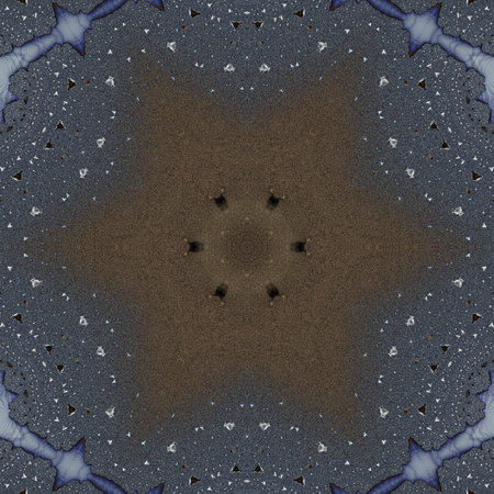 Symmetrical pattern in the form of snowflakes. Blue, purple and black palette. Computer generated...