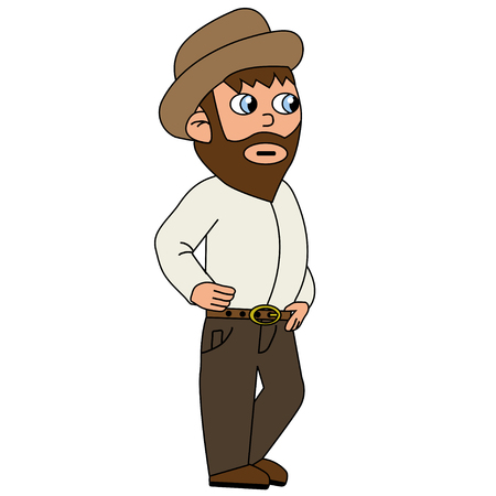 Farmer look around. Isolated stock vector illustrationのイラスト素材