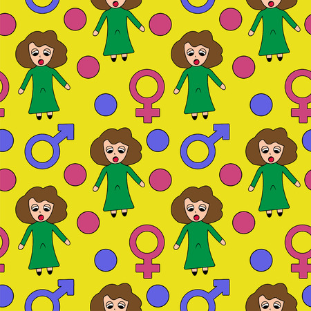transgender awkward moment yellow. Stock vector seamless patternのイラスト素材
