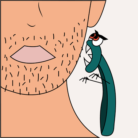 Angry razor and man face. Isolated vector illustrationのイラスト素材