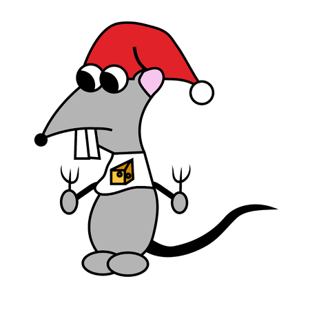 hungry character for chinese year of the rat . Isolated vector illustrationのイラスト素材