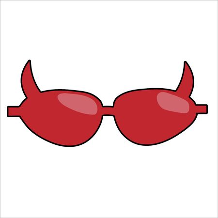 Evil red funny glasses for halloween party. Isolated stock vector illustrationのイラスト素材