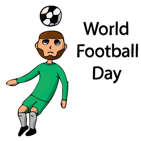 soccer player hits the ball with his head. world football day. isolated stock vector illustrationのイラスト素材