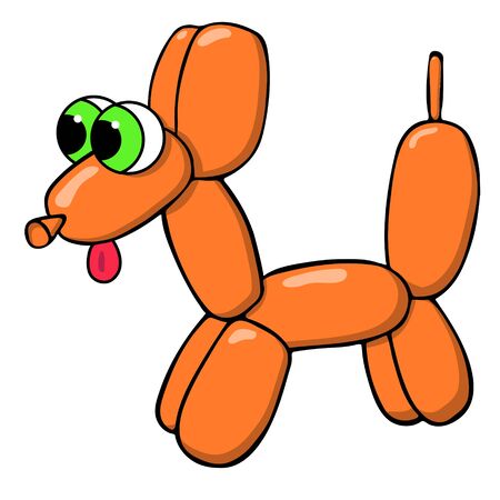 orange balloon dog with cartoon eyes dog for party. isolated stock vector illustrationのイラスト素材