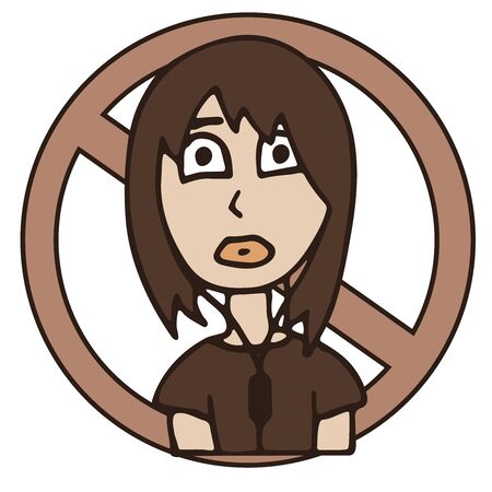 Cute cartoon girl listening to music on earphones ban. white background isolated stock vector illustrationのイラスト素材