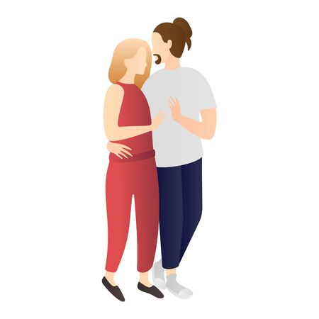 romantic couple walking together. couple cartoon characters. romantic couple relationship in flat vector illustration.のイラスト素材