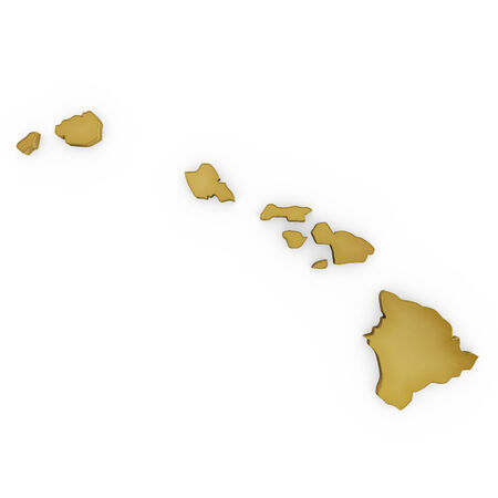 The golden shape of Hawaii isolated on whiteの写真素材