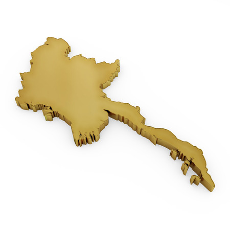 The golden shape of Myanmar isolated on whiteの写真素材