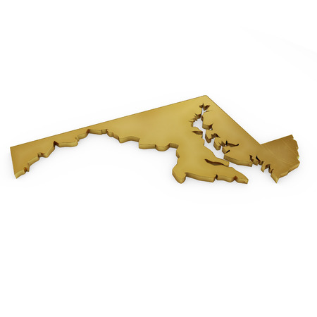 The golden shape of Maryland isolated on whiteの写真素材