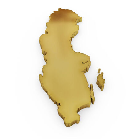 The golden shape of Sweden isolated on whiteの写真素材