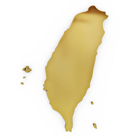 The golden shape of Taiwan isolated on whiteの写真素材