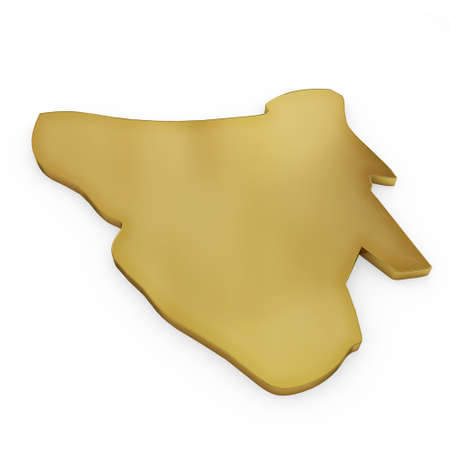 The golden shape of Tasmania isolated on whiteの写真素材