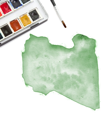 A watercolor painting of Libya in the national colors.(series)の写真素材