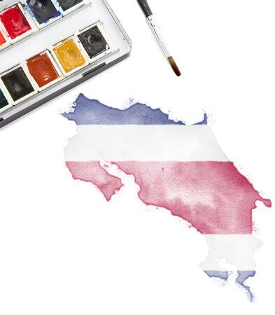 A watercolor painting of Costa Rica in the national colors.(series)の写真素材
