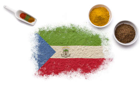 Various spices forming the flag of Equatorial Guinea.(series)の写真素材