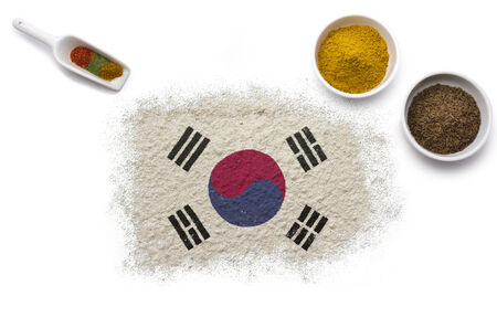 Various spices forming the flag of South Korea.(series)の写真素材