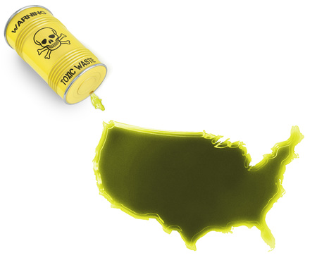 Glossy spill of a toxic substance in the shape of USA (series)の写真素材