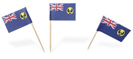 Small cocktail flags of South Australia in different positions isolated on white.(series) . Also easy to use as a design element :)の写真素材