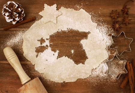 Festive cookie dough with the shape of Estonia cut out (series)の写真素材
