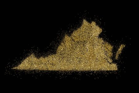 Virginia shaped from golden glitter on a black background (series)の写真素材