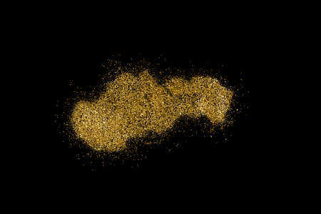 Slovakia shaped from golden glitter on a black background (series)の写真素材