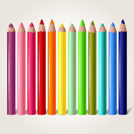 Set of colored pencils isolated on white, vector illustrationのイラスト素材