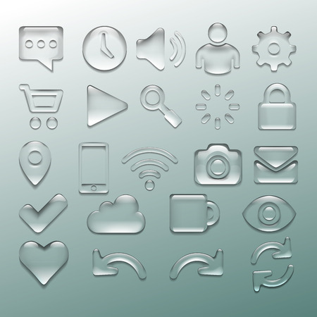 Transparent glossy isolated icon set, vector illustrationのイラスト素材