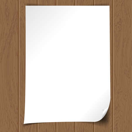 White paper on the wooden background, vector illustrationのイラスト素材