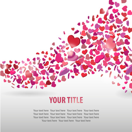 Happy Valentine's Day abstract background with waving hearts, illustrationのイラスト素材