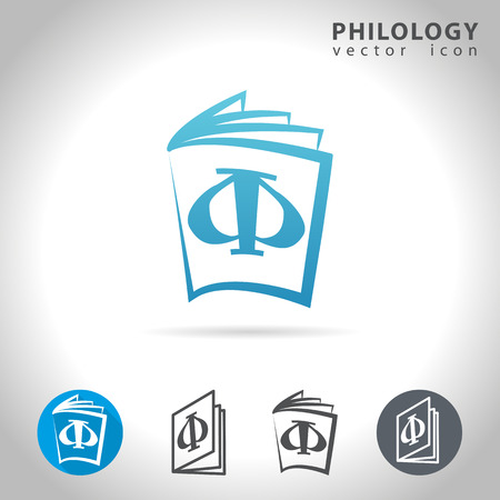 Philology icon set, collection of book icons, illustrationのイラスト素材
